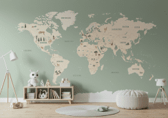 детска тапета мапа на светот зелена