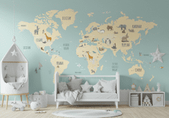 детска тапета мапа на светот плава