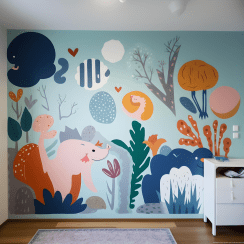 детска тапета со шарени животни