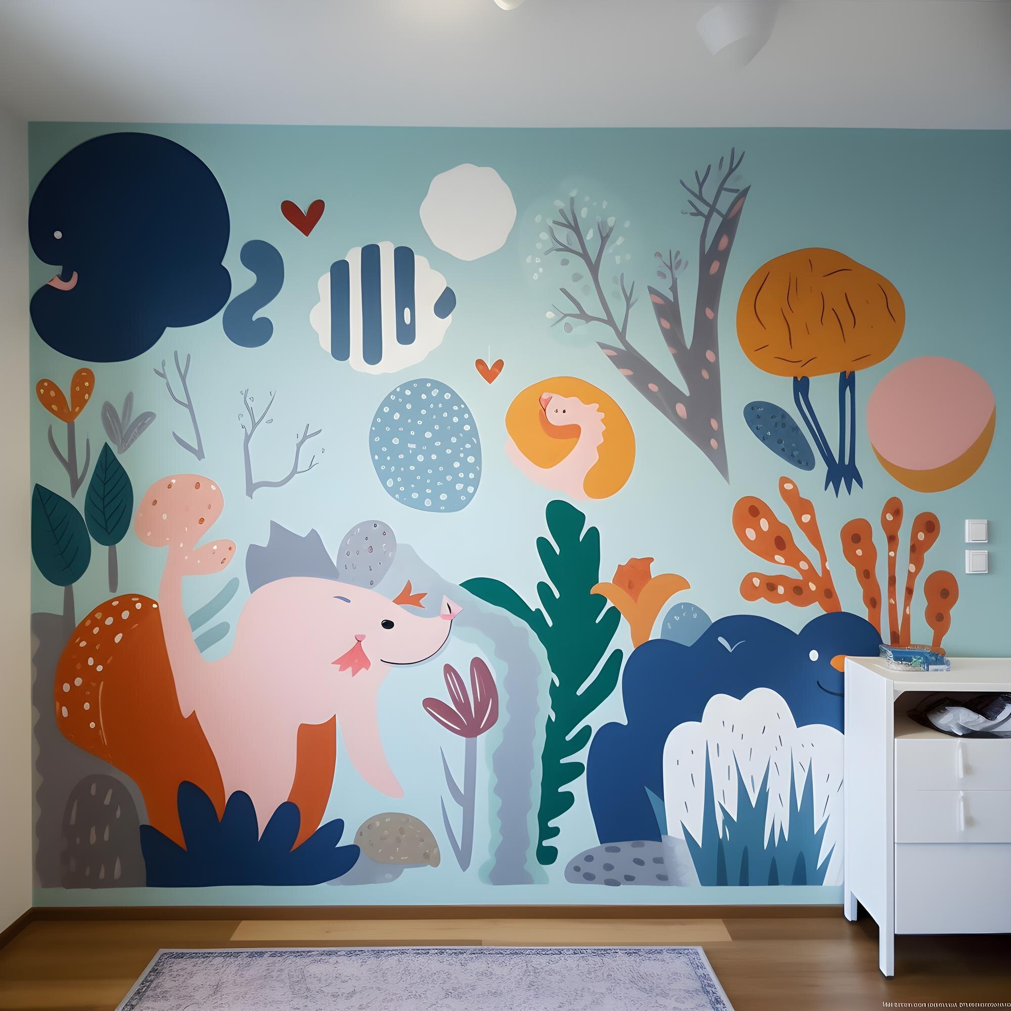 детска тапета со шарени животни