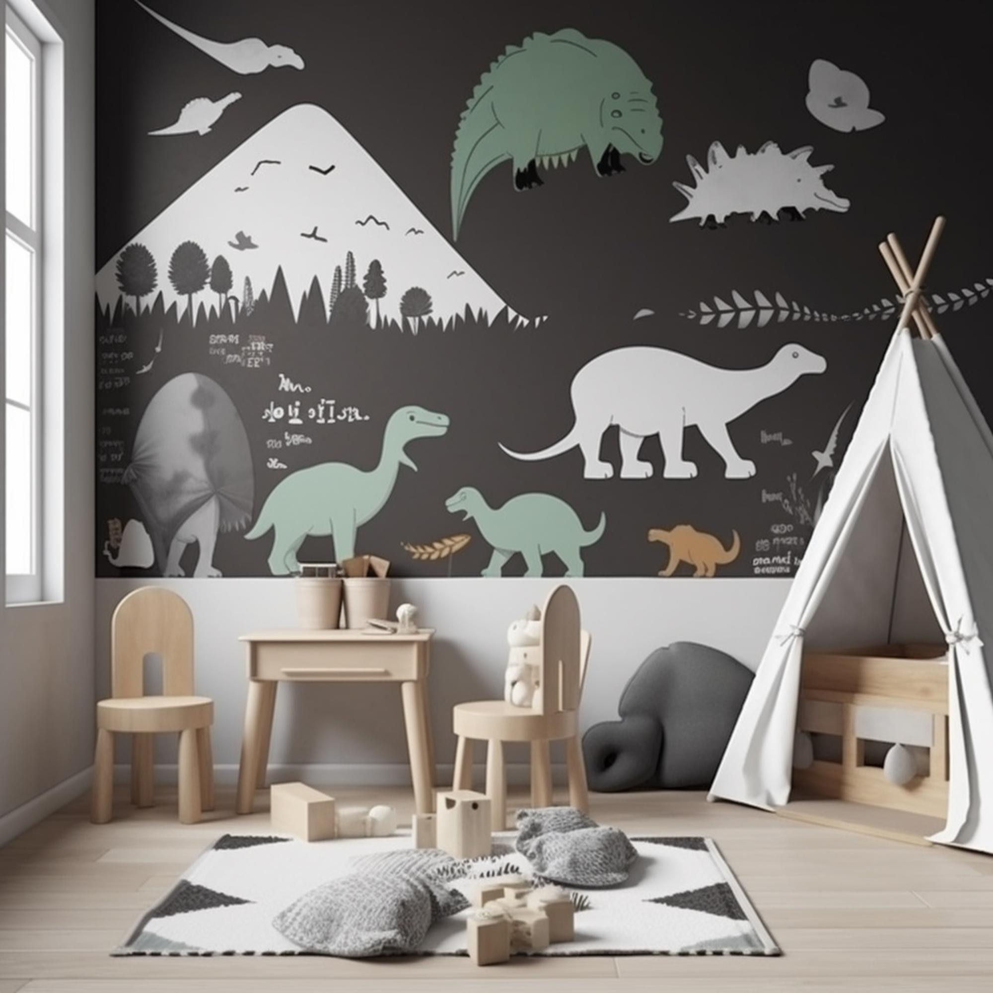 детска тапета диносаусри и планина